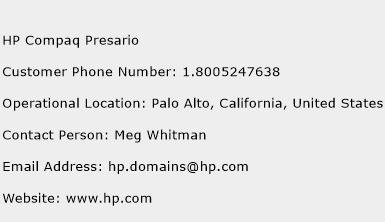 HP Compaq Presario Phone Number Customer Service