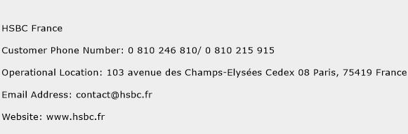 HSBC France Phone Number Customer Service