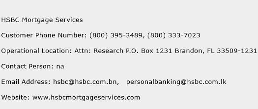 HSBC Mortgage Services Phone Number Customer Service