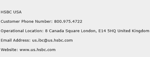 HSBC USA Phone Number Customer Service