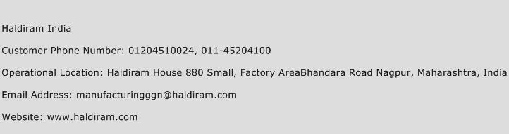 Haldiram India Phone Number Customer Service