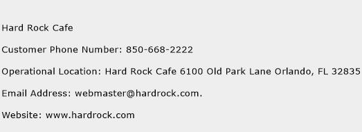 Hard Rock Cafe Phone Number Customer Service