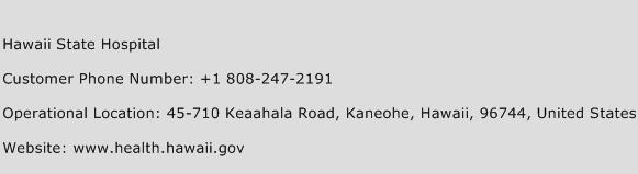 Hawaii State Hospital Phone Number Customer Service