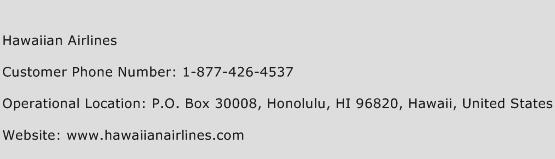 Hawaiian Airlines Phone Number Customer Service