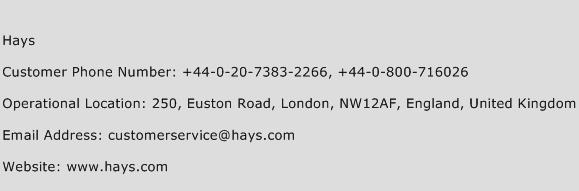 Hays Phone Number Customer Service