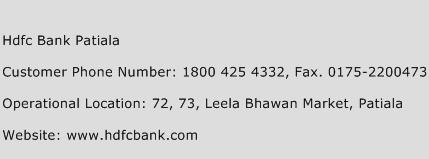 Hdfc Bank Patiala Phone Number Customer Service