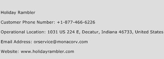 Holiday Rambler Phone Number Customer Service