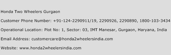 Honda Two Wheelers Gurgaon Phone Number Customer Service