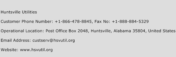 Huntsville Utilities Phone Number Customer Service