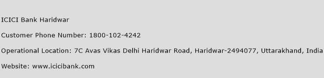 ICICI Bank Haridwar Phone Number Customer Service