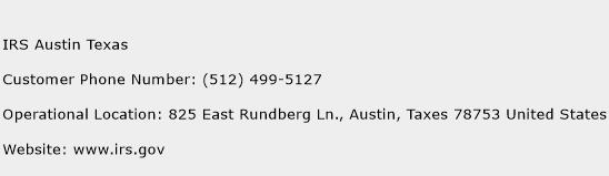 IRS Austin Texas Phone Number Customer Service