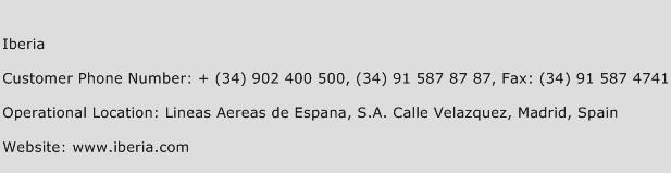 Iberia Phone Number Customer Service
