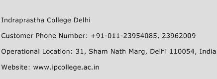 Indraprastha College Delhi Phone Number Customer Service