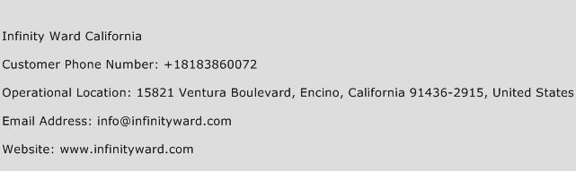 Infinity Ward California Phone Number Customer Service