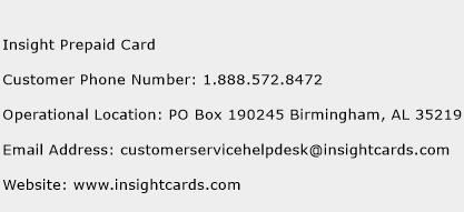 Insight Prepaid Card Phone Number Customer Service