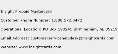 Insight Prepaid Mastercard Phone Number Customer Service
