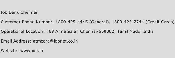 Iob Bank Chennai Phone Number Customer Service