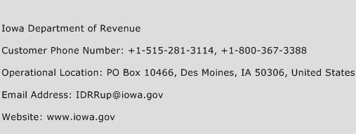 Iowa Department of Revenue Phone Number Customer Service