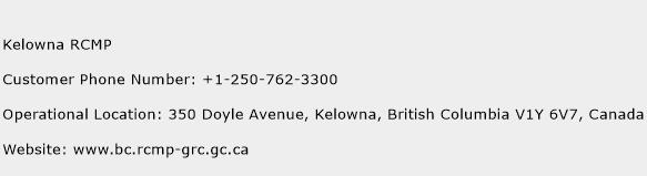 Kelowna RCMP Phone Number Customer Service