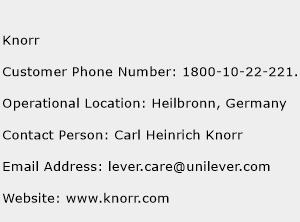 Knorr Phone Number Customer Service
