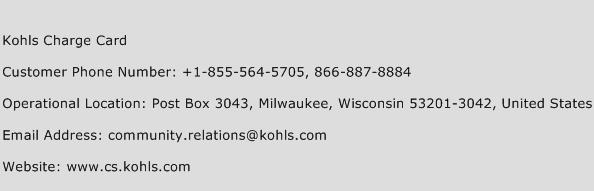 Kohls Charge Card Phone Number Customer Service