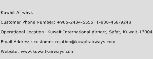 Kuwait Airways Phone Number Customer Service