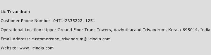 LIC Trivandrum Phone Number Customer Service