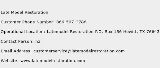 Late Model Restoration Phone Number Customer Service