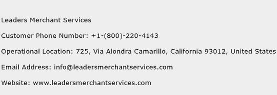 Leaders Merchant Services Phone Number Customer Service