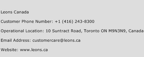 Leons Canada Phone Number Customer Service