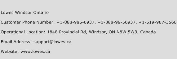 Lowes Windsor Ontario Phone Number Customer Service