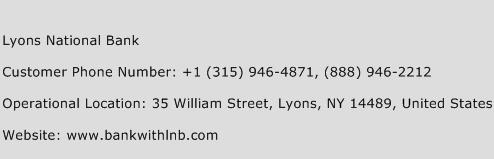 Lyons National Bank Phone Number Customer Service