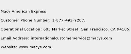 Macy American Express Phone Number Customer Service