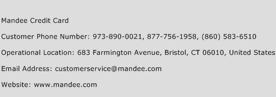 Mandee Credit Card Phone Number Customer Service
