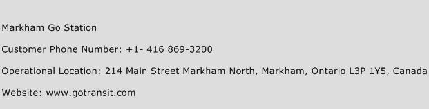 Markham Go Station Phone Number Customer Service