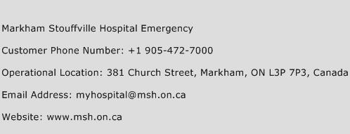 Markham Stouffville Hospital Emergency Phone Number Customer Service