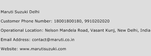 Maruti Suzuki Delhi Phone Number Customer Service