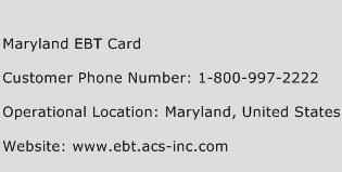 Maryland EBT Card Phone Number Customer Service