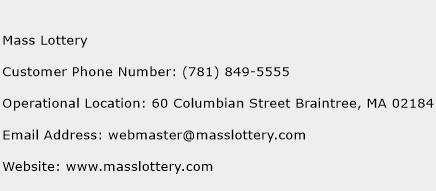 Mass Lottery Phone Number Customer Service