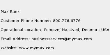 Max Bank Phone Number Customer Service