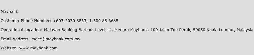 Maybank Phone Number Customer Service