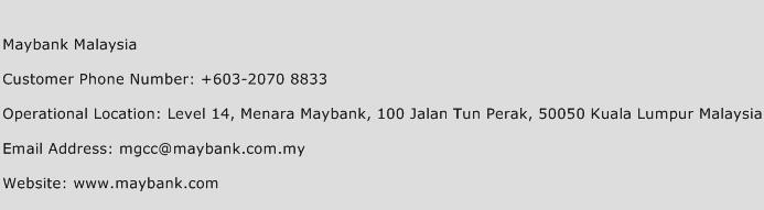 Maybank Malaysia Phone Number Customer Service