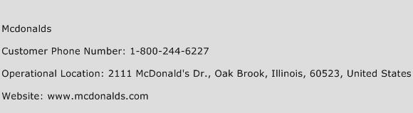 Mcdonalds Phone Number Customer Service