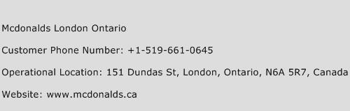 Mcdonalds London Ontario Phone Number Customer Service