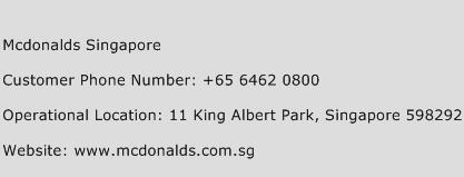 Mcdonalds Singapore Phone Number Customer Service