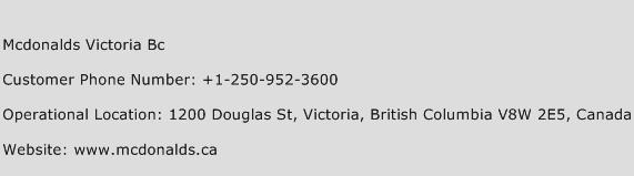 Mcdonalds Victoria Bc Phone Number Customer Service
