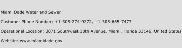 Miami Dade Water and Sewer Phone Number Customer Service