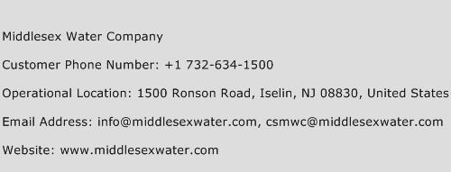 Middlesex Water Company Phone Number Customer Service
