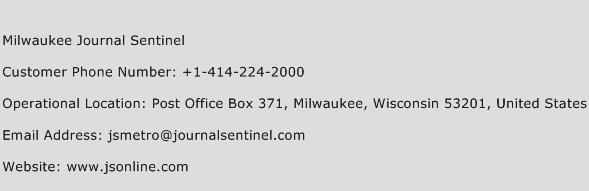 Milwaukee Journal Sentinel Phone Number Customer Service