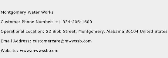 Montgomery Water Works Phone Number Customer Service